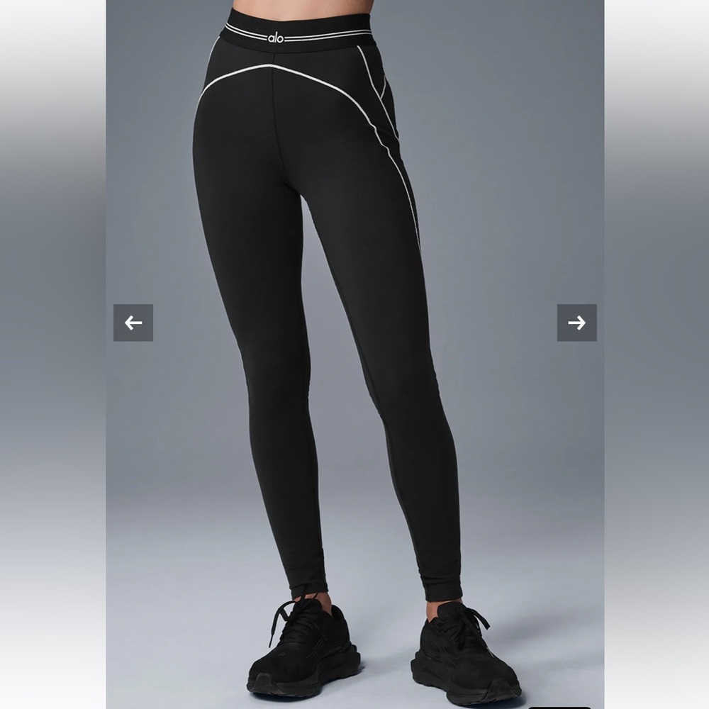ALO Yoga Black Leggings with White Accents